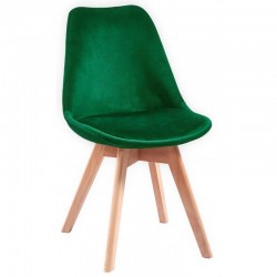 Silla TORRE VELVET, madera, carcasa y cojín velvet verde oscuro (Pack de 4 unidades)