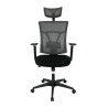 Sillón de oficina KABUL, ergonómico, basculante, malla gris, asiento tejido negro
