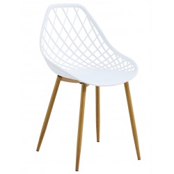Silla TORRE 4P (HT), madera, polipropileno y cojín amarillo (Pack de 4 unidades)