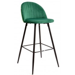 Taburete FLORAL, metal, tapizado velvet verde con trasera floral a juego (Pack de 4 unidades)