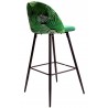 Taburete FLORAL, metal, tapizado velvet verde con trasera floral a juego (Pack de 4 unidades)