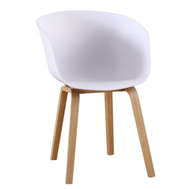 Sillón AWAK, madera curvada, polipropileno blanco (Pack de 4 unidades)