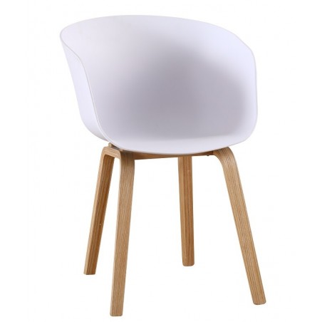 Sillón AWAK, madera curvada, polipropileno blanco (Pack de 4 unidades)