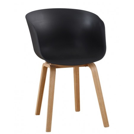 Sillón AWAK, madera curvada, polipropileno negro (Pack de 4 unidades)