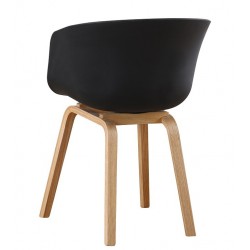 Sillón AWAK, madera curvada, polipropileno negro (Pack de 4 unidades)