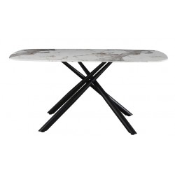 Mesa JAZZ, metal negro, tapa de cristal templado, 160x90 cms