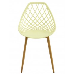 Silla STRAUSS, metal, polipropileno amarillo pastel (Pack de 4 unidades)