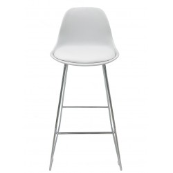 Butaca con ottoman EA HEFRSBL, fresno, base pulida, similpiel blanca