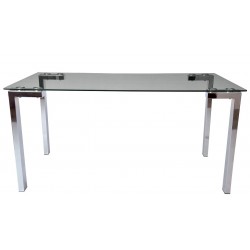 Mesa LAINEY 140 (M), cromada, cristal, 140x80 cms