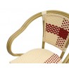 Sillón GARNIER, apilable, aluminio, ratán beige y rojo (Pack de 4 unidades)