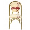 Silla GARNIER, apilable, aluminio, ratán beige y rojo (Pack de 4 unidades)