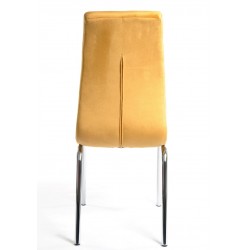 Silla AROA, cromada, tapizada velvet amarillo (Pack de 4 unidades)
