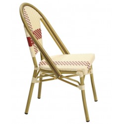 Sillón de oficina ASTON, blanco, malla gris, tejido rojo