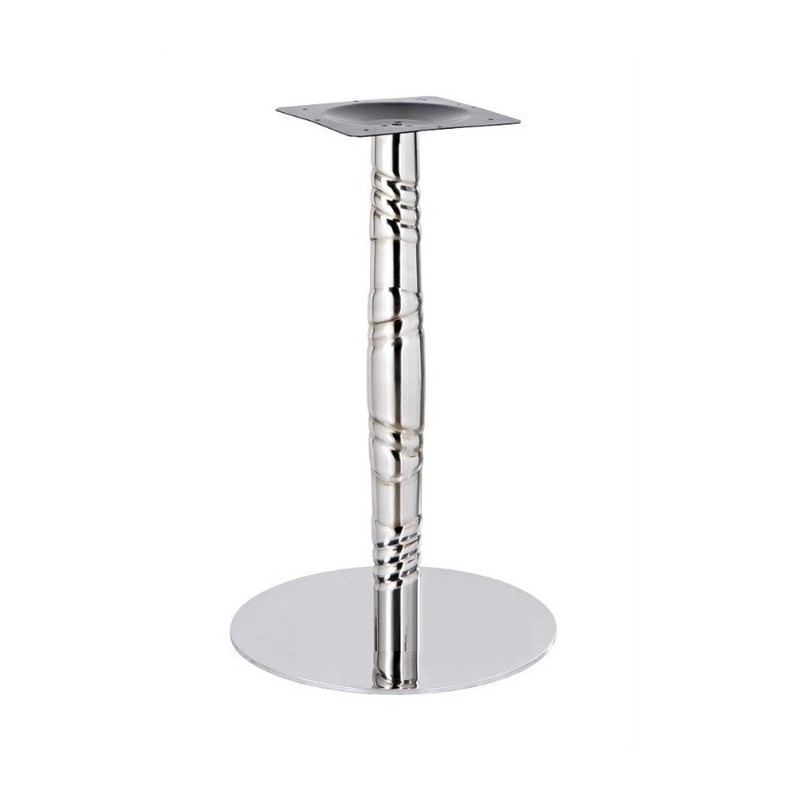 Base de mesa LUXOR, acero inoxidable, acabado espejo, base 45 cms diámetro, altura 72 cms (Pack de 2 unidades)