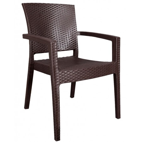 Sillón LIDO, apilable, polipropileno marrón chocolate (Pack de 4 unidades)