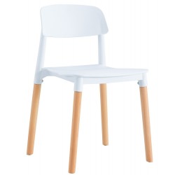 Silla CROSCAT (SU), madera, polipropileno blanco (Pack de 6 unidades)