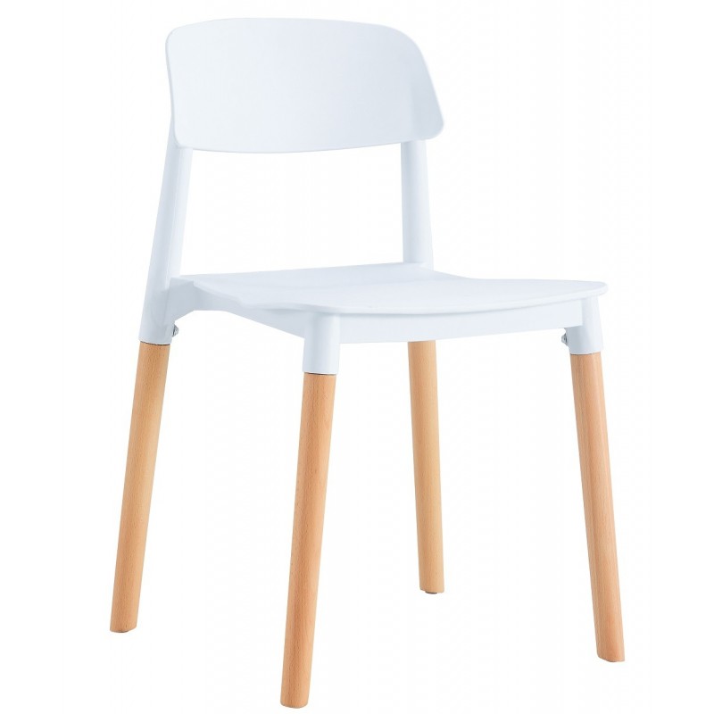 Silla CROSCAT (SU), madera, polipropileno blanco (Pack de 6 unidades)