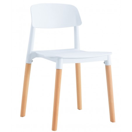 Silla CROSCAT (SU), madera, polipropileno blanco (Pack de 6 unidades)