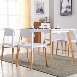 Silla CROSCAT (SU), madera, polipropileno blanco (Pack de 6 unidades)