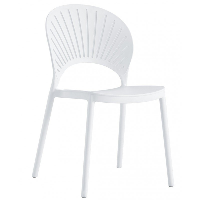 Silla ABANICO, apilable, polipropileno blanco (Pack de 4 unidades)