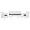 Set ADRIÁTICO, 2 Sillones + Sofá 3 plazas + mesa, polipropileno blanco, cojines incluidos