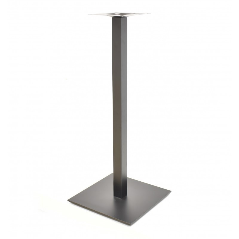 Base de mesa TROCADERO, alta, tubo cuadrado, negra, base de acero de 8 mm 45x45 cms, altura 110 cms (Pack de 2 unidades)