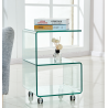 Mesa ABIGAIL, ruedas, cristal transparente, 40 x 40 cms