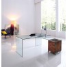 Conjunto de oficina FRANCE NEW, mesa + mesa ala, cristal transparente