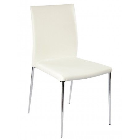 Silla INMA, apilable, metal, similpiel blanca (Pack de 4 unidades)