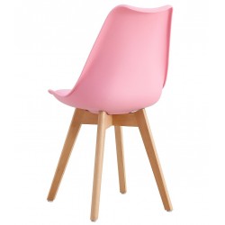 Silla TORRE 4P (SU), madera, polipropileno y cojín rosa (Pack de 4 unidades)