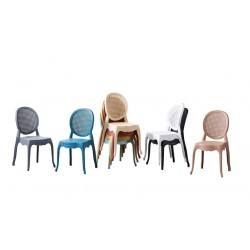 Silla CIBELES, apilable, polipropileno blanco (Pack de 6 unidades)