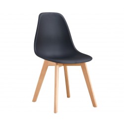 Silla TOWER, cromada, polipropileno negro* (Pack de 4 unidades)