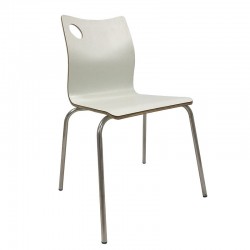 Silla AMELIE, apilable, acero inoxidable, asiento laminado HPL, blanco roto (Pack de 5...