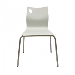 Silla AMELIE, apilable, acero inoxidable, asiento laminado HPL, blanco roto (Pack de 5 unidades)