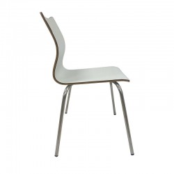 Silla AMELIE, apilable, acero inoxidable, asiento laminado HPL, blanco roto (Pack de 5 unidades)