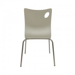 Silla AMELIE, apilable, acero inoxidable, asiento laminado HPL, blanco roto (Pack de 5 unidades)