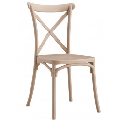 Sillón FUNCHAL, apilable, polipropileno negro y beige (Pack de 4 unidades)
