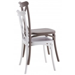 Sillón FUNCHAL, apilable, polipropileno blanco y beige (Pack de 4 unidades)