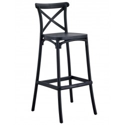 Silla BEACH, plegable, metal plata, polipropileno negro (Pack de 5 unidades)