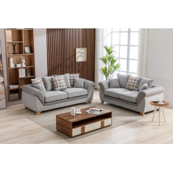 Set sofás CAMBRIDGE, 3 + 2 plazas, tejido combinado gris con gris claro