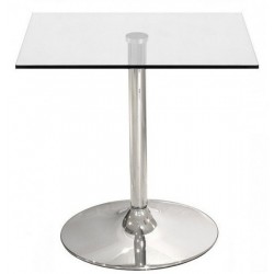 Mesa BERNIE 80C, cromada, cristal templado 80 x 80 cms