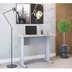 Mesa de oficina WORK, metal, bilaminado color platino 90 x 60 cms