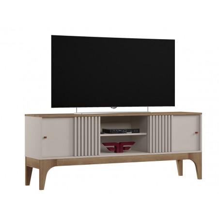 Mueble TV FLORENCIA, blanco roto y cedro, 160 cms.