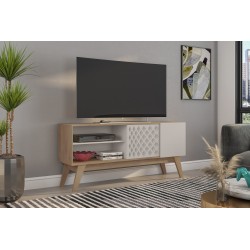 Mueble TV PREMIUM, cedro y blanco roto, 150 cms.