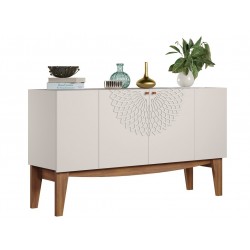 Buffet JADE, 4 puertas, blanco roto y matte, 136 cms.