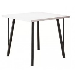 Mesa YAN, metal negro, tapa MDP blanca, 80x80 cms