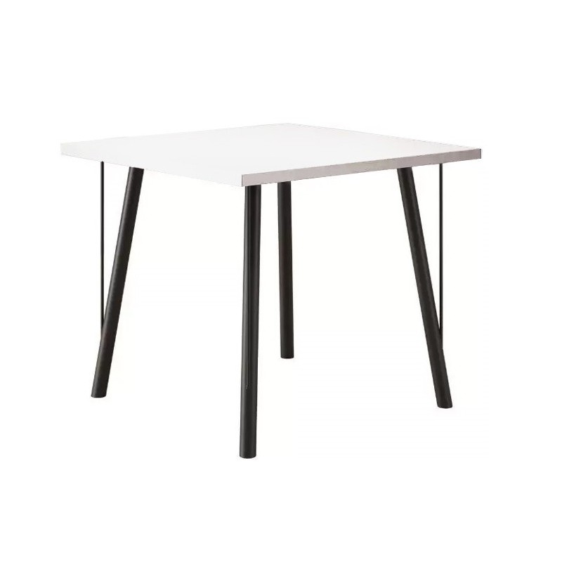 Mesa YAN, metal negro, tapa MDP blanca, 80x80 cms