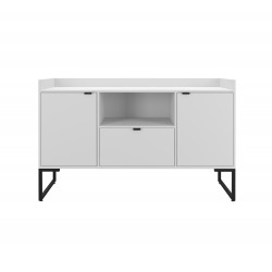 Buffet TOKYO, metal negro, 2 puertas y cajón, MDP color blanco, 135 cms.