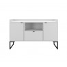 Buffet TOKYO, metal negro, 2 puertas y cajón, MDP color blanco, 135 cms.