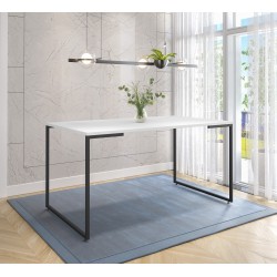 Mesa PORTO 135, metal negro, tapa MDP color blanco, 135 x 90 cms